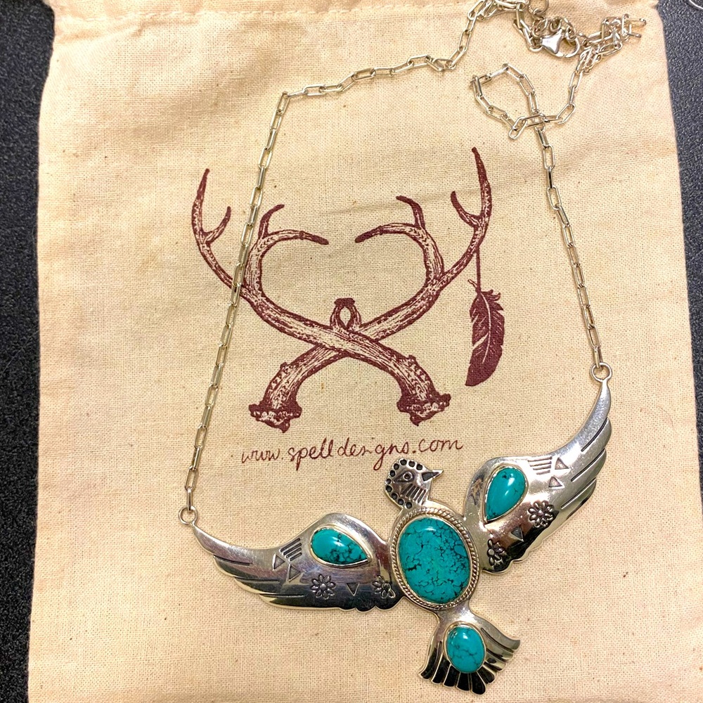 RARE Spell and the Gypsy Sterling / Turquoise falcon